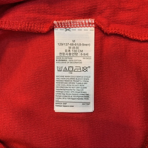 Gap Long Sleeve Red & Gray Raglan Henley - Picture 4 of 6